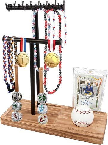 Baseball Drip Necklace holder, Wooden softball ring holder display All-in-One Baseball Jewelry Organizer, Baseball Display Gift for Boys, Men in Saudi Arabia