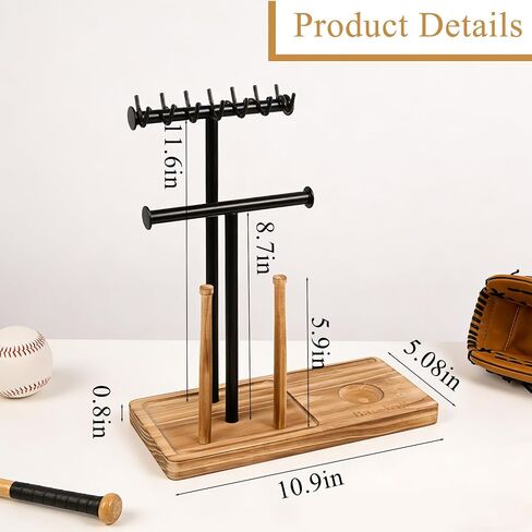 Baseball Drip Necklace holder, Wooden softball ring holder display All-in-One Baseball Jewelry Organizer, Baseball Display Gift for Boys, Men in Saudi Arabia