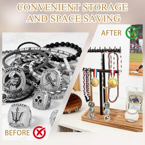 Baseball Drip Necklace holder, Wooden softball ring holder display All-in-One Baseball Jewelry Organizer, Baseball Display Gift for Boys, Men in Saudi Arabia