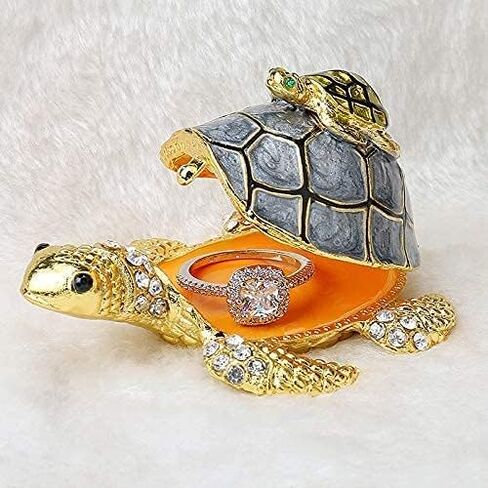 YU FENG Turtles Trinket Box Hinged and Crystal Lion Figurine Collectible in Kuwait