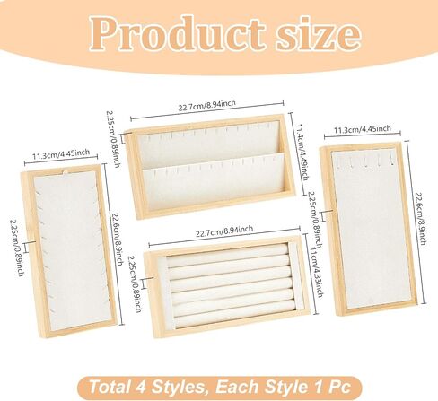4PCS Jewelry Organizer Trays Bamboo Jewelry Storage Display Tray for Drawers Beige Jewelry Tray Set Tray Inserts for Necklaces Bracelets Rings Earrings in Saudi Arabia