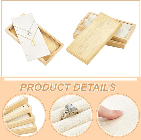 4PCS Jewelry Organizer Trays Bamboo Jewelry Storage Display Tray for Drawers Beige Jewelry Tray Set Tray Inserts for Necklaces Bracelets Rings Earrings in Saudi Arabia