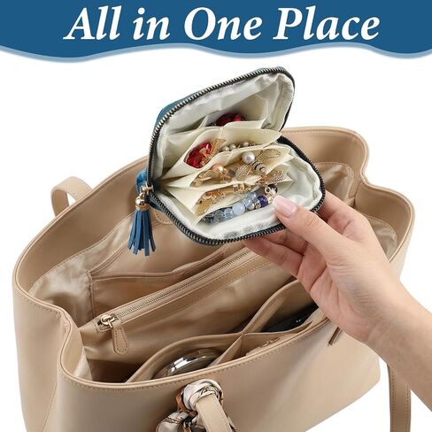 Travel Jewelry Case Organizer Portable Jewelry Pouch Small 5-Layer Velvet Zipper Pouch Bag for Crystal Bracelets Bangles Necklace Ring, Prevent Tangle Scratch in Saudi Arabia