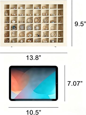 48 Grid Velvet Jewelry Tray Organizer with Transparent Lid, Stackable Display Case for Ring Earring Necklace Pendant Brooch Storage,Anti-Scratch Clear Cover Jewelry Holder for Women Girls in Saudi Arabia