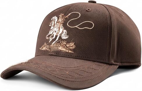 ARIAT Women's Embroidered Roping Cowboy Cap with Boot Stitch Bill, Hook and Loop, Brown in Saudi Arabia