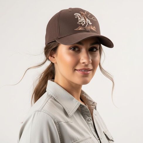 ARIAT Women's Embroidered Roping Cowboy Cap with Boot Stitch Bill, Hook and Loop, Brown in Saudi Arabia