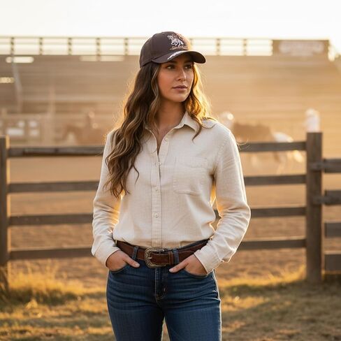 ARIAT Women's Embroidered Roping Cowboy Cap with Boot Stitch Bill, Hook and Loop, Brown in Saudi Arabia