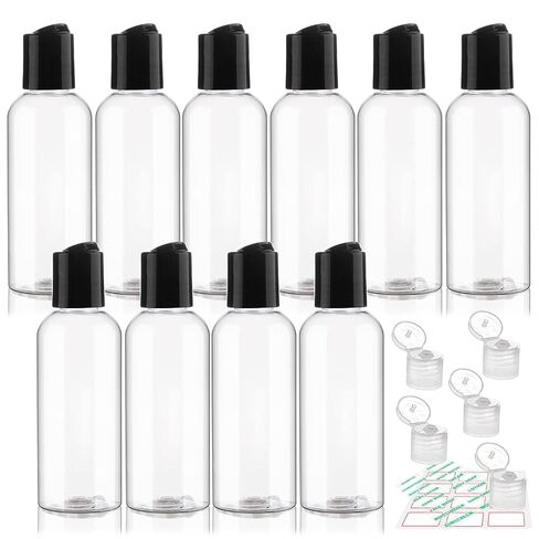 10 Pack 3.4 oz Travel Bottles for Toiletries TSA Approved Leak Proof Travel Size Containers Plastic Empty Shampoo Bottles with Labels Squeeze Bottle Toiletry Essentials Accessories(Clear) in Saudi Arabia