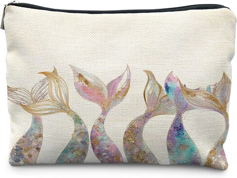 Mermaid Gifts for Women Girl, Mermaids Tail Makeup Bag Cosmetic Bag for Purse,Preppy Beach Cosmetic Bag for Purse, Aesthetic Ocean Coastal Makeup Zipper Pouch in Kuwait