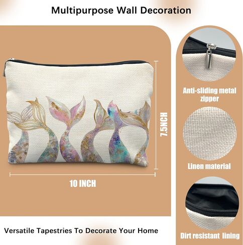 Mermaid Gifts for Women Girl, Mermaids Tail Makeup Bag Cosmetic Bag for Purse,Preppy Beach Cosmetic Bag for Purse, Aesthetic Ocean Coastal Makeup Zipper Pouch in Kuwait