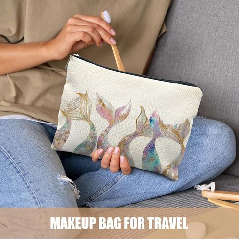 Mermaid Gifts for Women Girl, Mermaids Tail Makeup Bag Cosmetic Bag for Purse,Preppy Beach Cosmetic Bag for Purse, Aesthetic Ocean Coastal Makeup Zipper Pouch in Kuwait