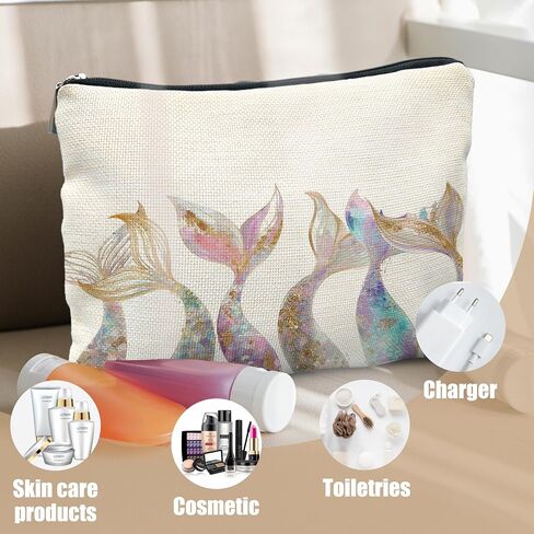 Mermaid Gifts for Women Girl, Mermaids Tail Makeup Bag Cosmetic Bag for Purse,Preppy Beach Cosmetic Bag for Purse, Aesthetic Ocean Coastal Makeup Zipper Pouch in Kuwait