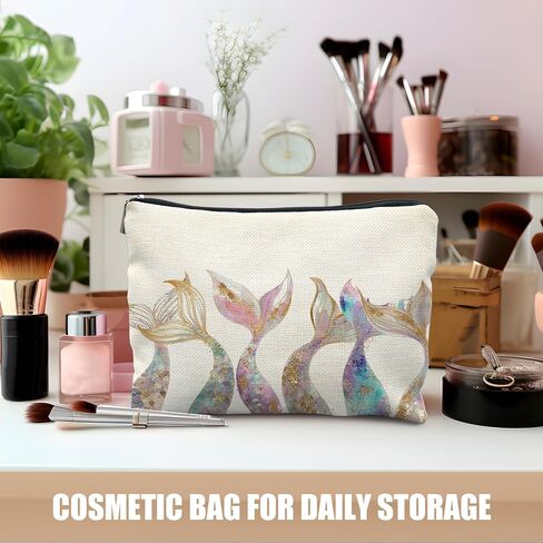 Mermaid Gifts for Women Girl, Mermaids Tail Makeup Bag Cosmetic Bag for Purse,Preppy Beach Cosmetic Bag for Purse, Aesthetic Ocean Coastal Makeup Zipper Pouch in Kuwait