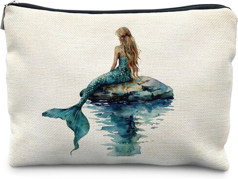 Mermaid Gifts for Women Girl, Mermaids Tail Makeup Bag Cosmetic Bag for Purse,Preppy Beach Cosmetic Bag for Purse, Aesthetic Ocean Coastal Makeup Zipper Pouch in Saudi Arabia
