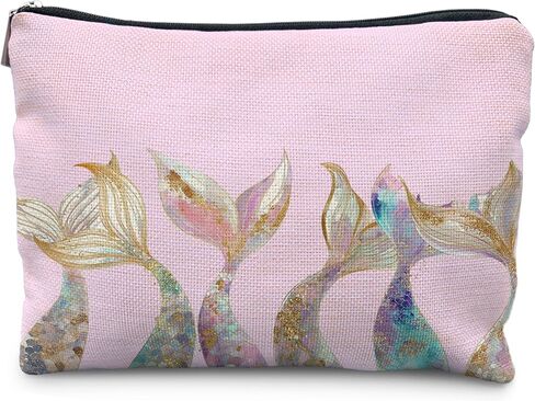 Mermaid Gifts for Women Girl, Mermaids Tail Makeup Bag Cosmetic Bag for Purse,Preppy Beach Cosmetic Bag for Purse, Aesthetic Ocean Coastal Makeup Zipper Pouch in Kuwait
