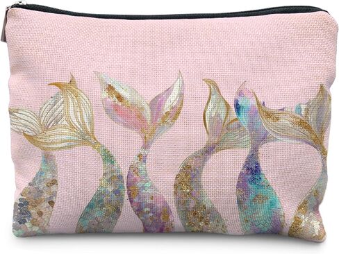 Mermaid Gifts for Women Girl, Mermaids Tail Makeup Bag Cosmetic Bag for Purse,Preppy Beach Cosmetic Bag for Purse, Aesthetic Ocean Coastal Makeup Zipper Pouch in Kuwait