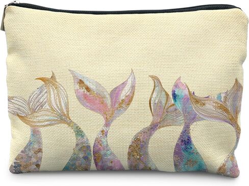 Mermaid Gifts for Women Girl, Mermaids Tail Makeup Bag Cosmetic Bag for Purse,Preppy Beach Cosmetic Bag for Purse, Aesthetic Ocean Coastal Makeup Zipper Pouch in Kuwait