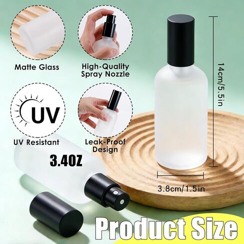 30 Pcs Glass Spray Bottle, 3.4 oz/100 ml Perfume Empty Bottles,Frosted Glass Spray Bottles, Clear Bottle with Black Fine Mist Sprayer,Refillable Container for Perfume Face Body Travel(Black) in Saudi Arabia