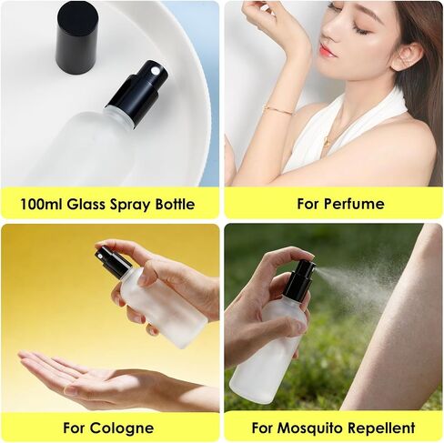 30 Pcs Glass Spray Bottle, 3.4 oz/100 ml Perfume Empty Bottles,Frosted Glass Spray Bottles, Clear Bottle with Black Fine Mist Sprayer,Refillable Container for Perfume Face Body Travel(Black) in Saudi Arabia