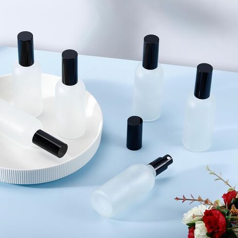 30 Pcs Glass Spray Bottle, 3.4 oz/100 ml Perfume Empty Bottles,Frosted Glass Spray Bottles, Clear Bottle with Black Fine Mist Sprayer,Refillable Container for Perfume Face Body Travel(Black) in Saudi Arabia