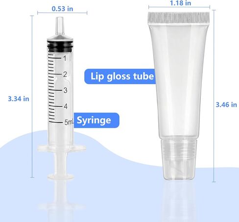 6PCS Refillable Empty Lip Gloss Tubes - 8ml Clear Lip Balm Containers with 5ml Syringes, Travel-Sized DIY Lip Gloss Tubes for Homemade Lip Balm & Cosmetics Storage in Saudi Arabia