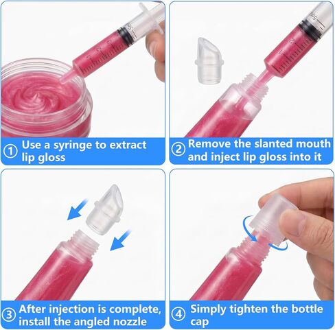 6PCS Refillable Empty Lip Gloss Tubes - 8ml Clear Lip Balm Containers with 5ml Syringes, Travel-Sized DIY Lip Gloss Tubes for Homemade Lip Balm & Cosmetics Storage in Saudi Arabia