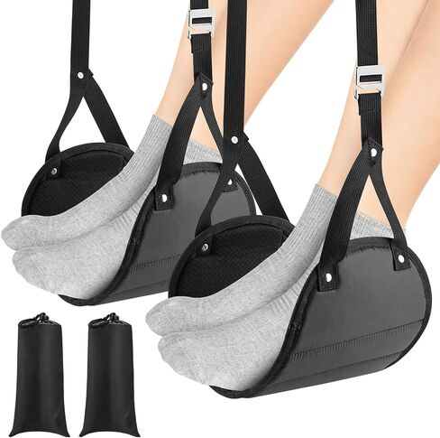 2-Pack Airplane Foot Hammock for Plane Travel – Adjustable Leg Rest Foot Hammock with Metal Buckles – Lightweight Travel Foot Rest for Airplane, Train, Bus and Car in Saudi Arabia