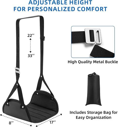 2-Pack Airplane Foot Hammock for Plane Travel – Adjustable Leg Rest Foot Hammock with Metal Buckles – Lightweight Travel Foot Rest for Airplane, Train, Bus and Car in Saudi Arabia