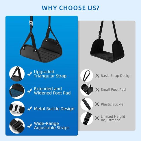 2-Pack Airplane Foot Hammock for Plane Travel – Adjustable Leg Rest Foot Hammock with Metal Buckles – Lightweight Travel Foot Rest for Airplane, Train, Bus and Car in Saudi Arabia