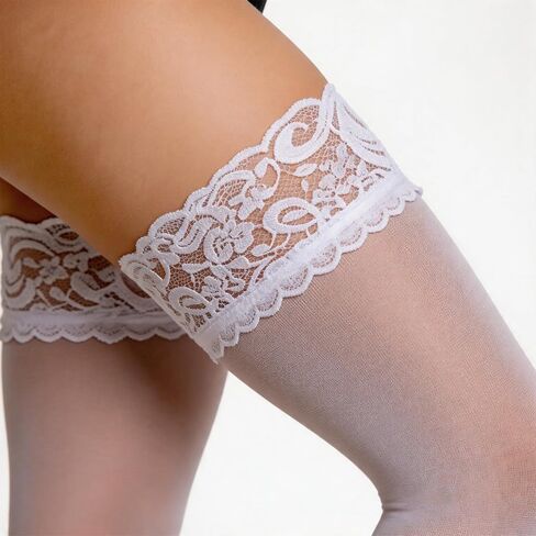 Gvhntk 2Pair Thigh High Stockings for Women Lace Top Silky Semi Sheer Pantyhose in Kuwait