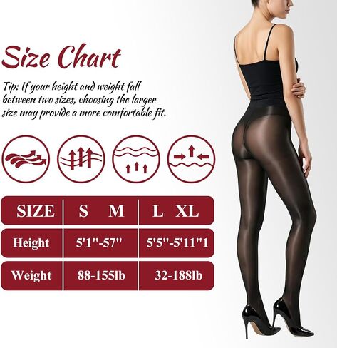 Shiny Pantyhose for Women, Ultra Oil Shimmer Tights High Waist Glossy Stockings with Tummy Control - Non-See-Through Wet Look Nylons for Jazz Dance, Ballet, Stage Performance & Party (Black, L - XL) in Saudi Arabia