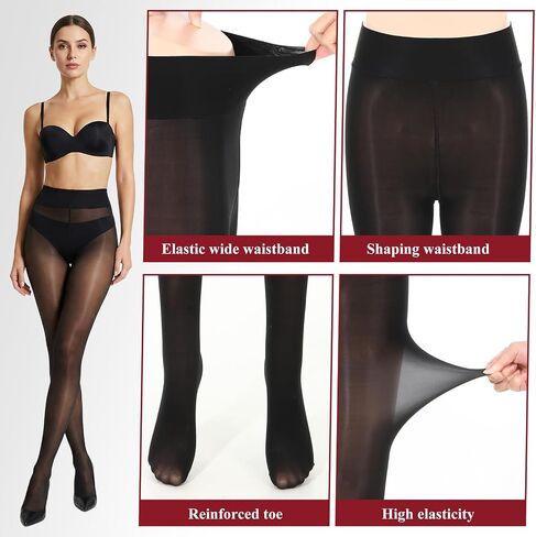 Shiny Pantyhose for Women, Ultra Oil Shimmer Tights High Waist Glossy Stockings with Tummy Control - Non-See-Through Wet Look Nylons for Jazz Dance, Ballet, Stage Performance & Party (Black, L - XL) in Saudi Arabia