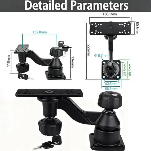 Strg Kayak Fish Finder Mount with Lock, Aluminum Fish Finder Swing Mount with Rectangular Plate Boat Marine Electronics Mounts Compatible with Garmin Lowrance Humminbird and More Depth Finders in Saudi Arabia