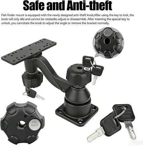 Strg Kayak Fish Finder Mount with Lock, Aluminum Fish Finder Swing Mount with Rectangular Plate Boat Marine Electronics Mounts Compatible with Garmin Lowrance Humminbird and More Depth Finders in Saudi Arabia