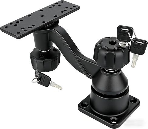 Strg Kayak Fish Finder Mount with Lock, Aluminum Fish Finder Swing Mount with Rectangular Plate Boat Marine Electronics Mounts Compatible with Garmin Lowrance Humminbird and More Depth Finders in Saudi Arabia