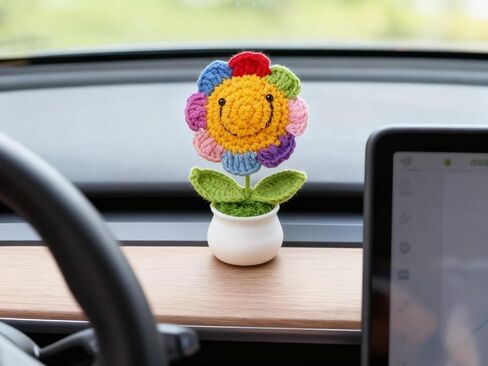 Crochet Sunflower Artificial Flowers, Plush Plant Desk Decor, Emotional Support Gift (Rainbow Sunflower) in Kuwait