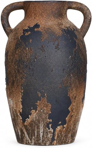 Wabi Sabi Vase, Brown Rustic Ceramic Vase for Home Decor, Vintage Amphora Pottery Vase, Rustic Farmhouse Decorative Vase for Shelf Console Coffee Table Entryway Mantel Curated Decor in Saudi Arabia