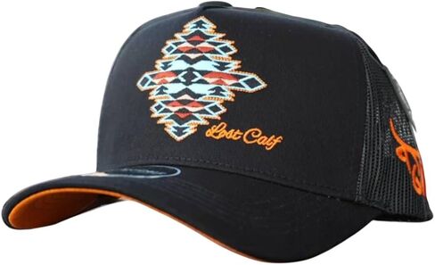 LOST CALF Gem A-Frame Snapback Hat for Men & Women, Black Mesh Back Trucker Cap, One Size in Saudi Arabia