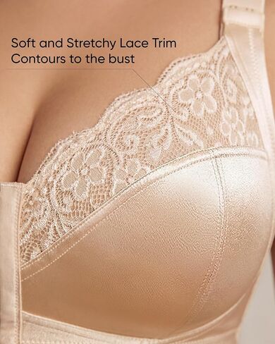 Women's Wireless Bra Front Closure Plus-Size Bras 2 Pack, Lace Full Coverage Comfortable with Wide Strap in Saudi Arabia