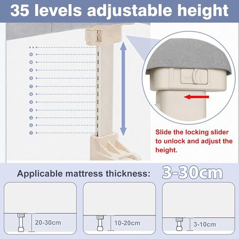Ciilee Baby Bed Bed Rail for Childlers Travel Travel Kids Beds Rails for Queen Bed قابلة للطي الأطفال الجانبي للسكك الحديدية لسباقين مزدوجين قابلة للتعديل. in Kuwait