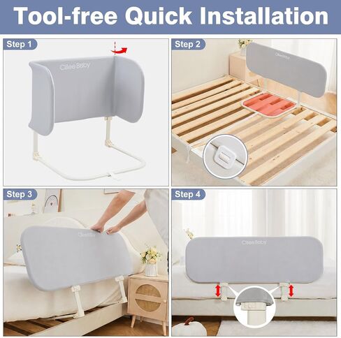 Ciilee Baby Bed Bed Rail for Childlers Travel Travel Kids Beds Rails for Queen Bed قابلة للطي الأطفال الجانبي للسكك الحديدية لسباقين مزدوجين قابلة للتعديل. in Kuwait