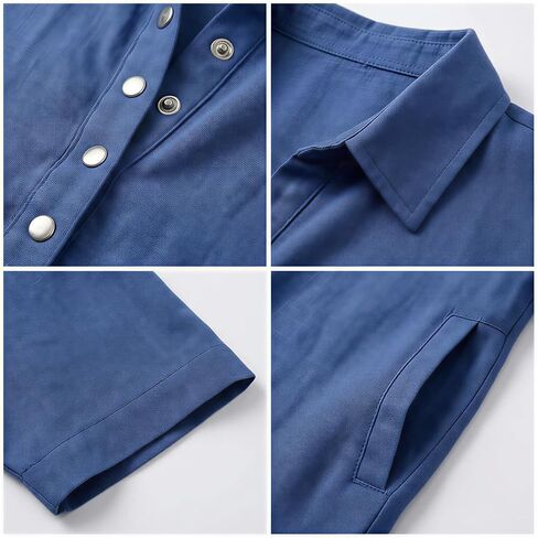 Women's Cotton Linen Tops V Neck Button Down Half Sleeve Casual Summer Blouses in Kuwait