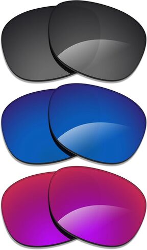 Alphax 3 Pair Polarized Replacement Lenses for Ray Ban Chromance Square RB3721CH 59mm Sunglasses- Black+Deep Water+Midnight Sun in Kuwait