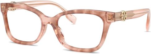 Tory Burch Women's Miller Square Eyeglasses, Pink Brown Transparent Tort, One Size in Kuwait