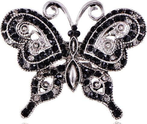 Alilang Czech Clear Crystal Rhinestone Butterfly Birthstone Bridal Wedding Adjustable Ring in Kuwait