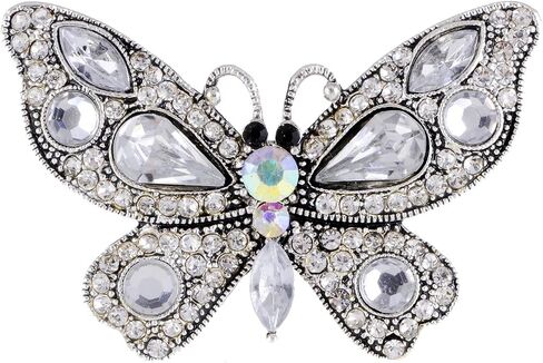 Alilang Czech Clear Crystal Rhinestone Butterfly Birthstone Bridal Wedding Adjustable Ring in Kuwait