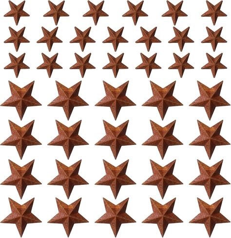 BOHUIZ 40Pcs Mini Metal Rusty Barn Stars, Two Sizes Metal Stars for Crafts Antique Rustic Decor Craft Accents for Holiday Wall Christmas Farmhouse Garden Home Halloween DIY in Saudi Arabia