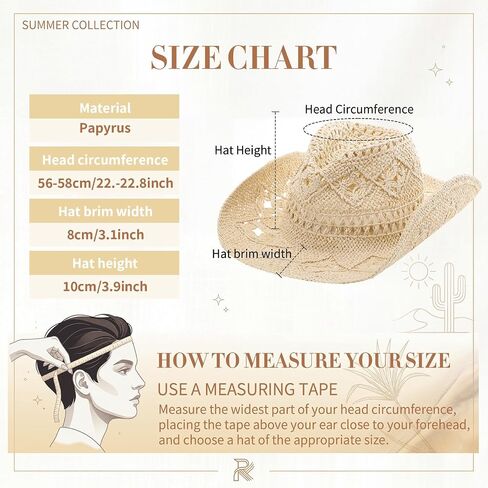 Hercicy Straw Cowgirl Hat Set with 3 Adjustable Straps & 3 Decorative Bands, Western Hollow Out Sun Hat for Women, Wide Brim Foldable Beach Hat for Outdoor Travel, Beach Multicolor in Kuwait