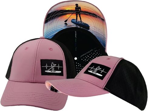 Paddle Board Hat - Low Profile - Ponytail - Dusty Pink/Black - Laser Mesh in Saudi Arabia