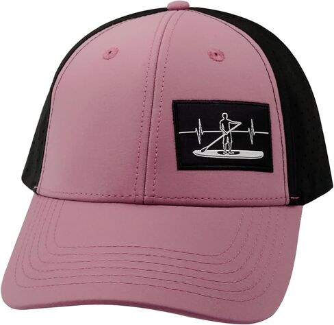Paddle Board Hat - Low Profile - Ponytail - Dusty Pink/Black - Laser Mesh in Saudi Arabia